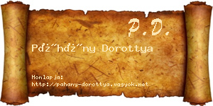 Páhány Dorottya névjegykártya