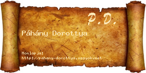 Páhány Dorottya névjegykártya